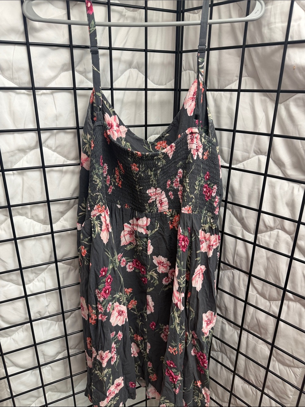 Old Navy Charcoal Floral Mini Dress with Pink & Green Accents - Picture 2 of 2